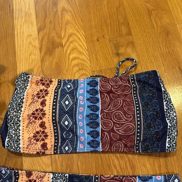 Women's Boho Two Piece High Waist Bathing Suit Bandeau Swimsuit - Picture 3 of 6